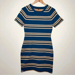 W118 by Walter Baker Teal Stripe Knit Bodycon Dress Size Medium